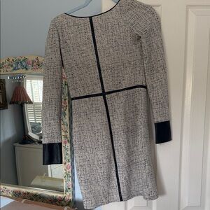 Classic Black & White Tweed Shift Dress